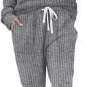 WIHOLL Two Piece Outfits for Women Lounge Sets Button Down Sweatshirt Sweatpants Sweatsuits Set with Pockets (Large, Long Sleeve 1-dark Grey)