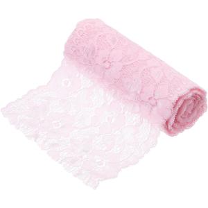 MECCANIXITY 6.3 Inch Wide 5 Yard Lace Ribbon Floral Pattern Pink Lace Trim Ribbon for DIY Crafts, Gift Wrapping Bouquets, Wedding Decor, and Sewing Making