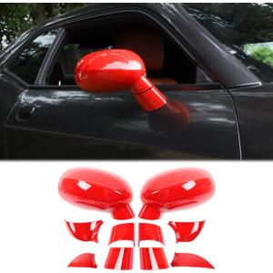 Voodonala for Challenger Rearview Mirror Cover Side Mirror Trim Shell Cover Decoration Trim for 2009-2024+Dodge Challenger Exterior Accessories ASB Red, 11pcs