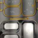 NUKied Stainless Steel Lunch Box for Kids & Adults, 3-Compartment Leak Proof Metal Bento Lunch Box with Fork & Spoon, 26.4 oz Airtight Food Storage Snack Container for School, Work, Travel (Yellow)