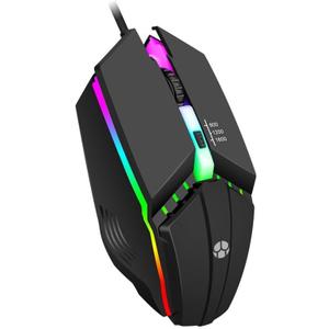 Guiheng Wired Gaming Mouse, Optical USB Mice for Laptop/Desktop, 800 to 1600 and RGB Light, Ergonomic with 4 Programmable Buttons for Computer Windows 7/8/10/XP Vista Linux Chromebook PC