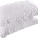 BOSOWOS Quilted Pillow Shams Set of 2, Decorative Microfiber Standard Bed Pillow Shams, Soft Pillow Covers with Envelope Closure (White, 2Pcs:20 x 26inch)