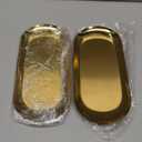 4 Pack Gold Stainless Steel Decorative Trays, 12 Inch Oval Jewelry Dish Cosmetics Organizer Bathroom Clutter Serving Platter Small Storage Tray