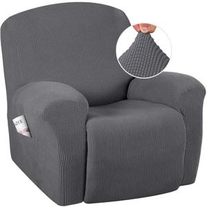 H.VERSAILTEX Super Stretch Recliner Couch Covers Chair Cover Form Fitted Non Slip Reclining Slipcovers for Standard Large Recliner, Soft Thick (1 Pack, Grey)