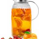 Bandesun Vintage Glass Pitcher with Lid, Heat Resistant Borosilicate Water Jug, 68 oz/ 2 Liter Water Pitcher with Handle and Spout for Fridge, Carafe for Hot/Cold Coffee, Tea,Beverage 1Pack