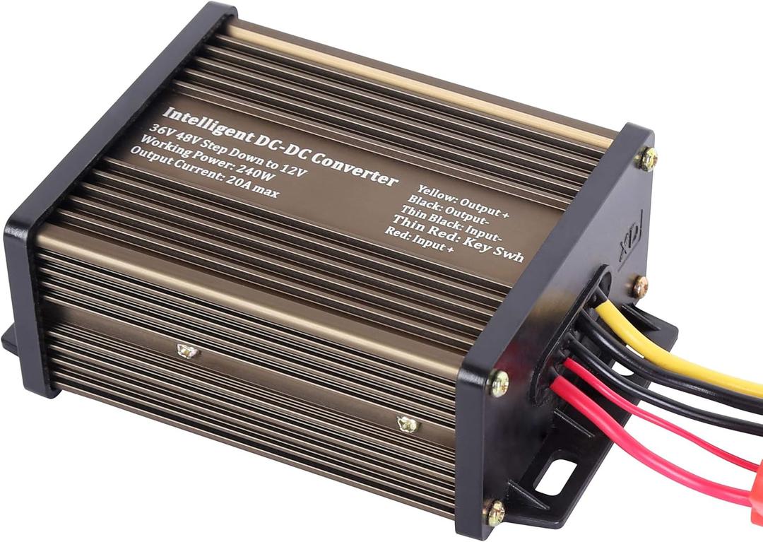 Pro Chaser DC-DC Golf Carts RVs 48V 36V Volt Voltage to 12V Step Down Voltage Reducer Regulator for Headlights Taillights Solar Panels Radios (20A 240W)