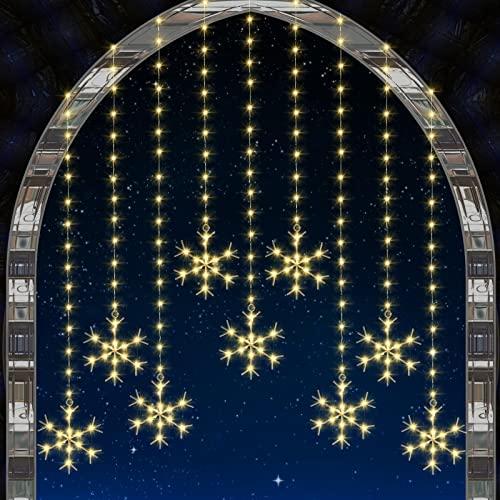 Kingdder Christmas Snowflakes Lights, Snowflakes Curtain Lights 16.4 ft/ 5 m 325 LED Window String Decoration for Christmas Party Home Bedroom Indoor Outdoor Garden(Warm White)
