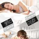 PPLEE Alarm Clock for Bedroom, 2 Alarms Loud LED Big Display Plug in Simple Basic Digital Clock with USB Charging Port, Adjustable Volume, Dimmable, Snooze for Deep Sleepers Kids Elderly Home Office (White)