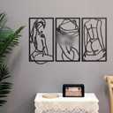 Peryiter 3 Pcs Modern Minimalist Wall Decor Abstract Metal Wall Art Metal Line Art Woman Body Artwork for Bedroom Bathroom Living Room(Black)