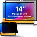 Mamol Privacy Screen for MacBook Pro 14 Inch (2021-2025, M1, M2, M3, M4, M5), MagicSuction Removable Vacuum Adsorption Anti Spy,Anti Glare Anti Blue Light Filter for Mac Laptop Computer
