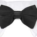Dog Bow Tie, KOOLMOX Pet Bowtie Collar Black, Adjustable White Pet Tuxedo Collar with Black Dog Neck Bow Tie for Medium Large Boy Dogs Wedding Formal Tuxedo Suit Tux Outfits Birthday Costumes