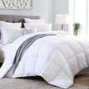 Kingsley trend Queen Comforter Duvet Insert - All Season Quilted Ultra Soft Breathable Down Alternative, Box Stitch White Comforter with Corner Tabs, 90x90