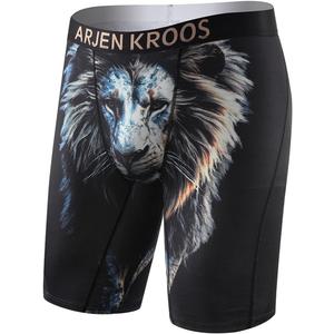Arjen Kroos Men's Compression Shorts Athletic Workout Running Performance Underwear Long Boxer Briefs (XX-Large, Lion)