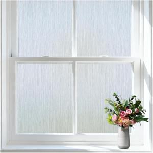 Frosted Glass Window Privacy Film, Static Cling, Non-Adhesive UV & Heat Blocking Anti-Glare Window Clings, Removable Reusable Stickers for Home Bathroom Office, 35.4" x 157.5"
