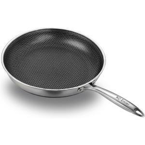 11 Inch Non-Stick Frying Pan Tri-Ply Stainless Steel Pan with Stay-Cool Handle Oven & Dishwasher Safe For Induction, Ceramic & Gas Stovetops PFASFree, Leadfree, CadmiumFree