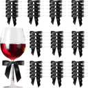 Satin Ribbon Black Bow Decor 2.5" Premade Pink Twist Tie Bows for Gift Wrapping Treat Bags Party Favors Wedding Decorations - 50 Counts