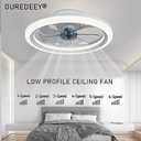 20" Modern Ceiling Fan with Light, 6 Speeds & Dimmable, White Flush Mount for Home