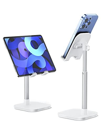 Cell Phone Stand, Adjustable Height Phone Stand for Desk, Eye Level Desktop Phone Holder Compatible with iPhone, Pro Max, Samsung, and All Mobile Phones up to 10''