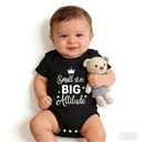 UNIFACO Baby Bodysuit for Boys and Girls, Small Size Big Attitude (Black, S)