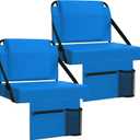 2pcs Stadium Seat for Bleachers with Back Support，Portable Bleacher Chairs with Back and Cushion，Includes Shoulder Strap and Cup Holder, 16.1 inches W x 11 inches L x 14 inches H