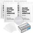 IMPRESA [4 Pack] 3.5oz Silver Glitter Paint Additive & Paint Buffing Pads to Make Your Room Shine - Shimmering Paint Glitter Additive for Walls,Ceilings & Grout - Large Pad for Enhancing Glitter