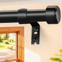Black Curtain Rods 66-120 Inch, 1" Heavy Duty Extra Long Adjustable Wall Mount Drapery Rod, Telescoping Sectional Design for Large Windows, Outdoor Patio, Easy Install, Modern End Cap Finials
