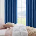 CUCRAF Linen 100% Blackout Curtains 90 Inch Length 2 Panels Set, Back Tab and Rod Pocket Curtain for Living Room Bedroom, Room Darkening Window Drapes Thermal Insulated, (52x90 inch, Navy Blue)