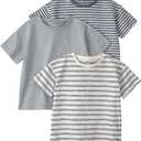 Little Planet by Carter's Boy 3-Pack Tops Made with Organic Cotton, Gray Stripes, 2T
