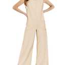 Haloumoning Girls Jumpsuits Kids Fashion Sleeveless Wide Leg Loose Romper with Pockets One Piece Summer Outfits
