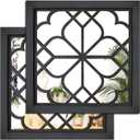Wocred 2 PCS Square Wall Mirror,Gorgeous Rustic Farmhouse Accent Mirror,Black Entry Mirror for Bathroom Renovation,Bedrooms,Living Rooms and More(12x12)