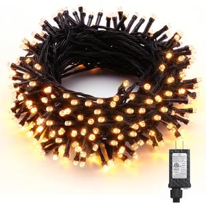 Brizled Outdoor Christmas Lights, 78.74ft 240 LED Christmas Lights, Plug in Christmas Tree Lights Connectable, 8 Modes Mini Led String Lights Waterproof for Indoor Outside Xmas Decorations Warm White