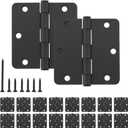 HOME MASTER HARDWARE 18 Pack Rounded Matte Black Door Hinges, 3.5 Inch Interior Door Hinges, 1/4" Radius Corners Residential Bedroom Door Hinge for Office/Bedroom/Study Living Room