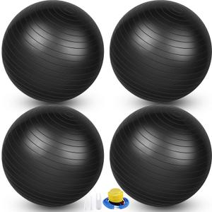 Leyndo 4 Pcs 26 Inch Yoga Exercise Ball Pilates Pregnancy Birthing Fitness Ball with Quick Pump Anti Burst for Improved Posture, Balance, Yoga, Pilates, Training