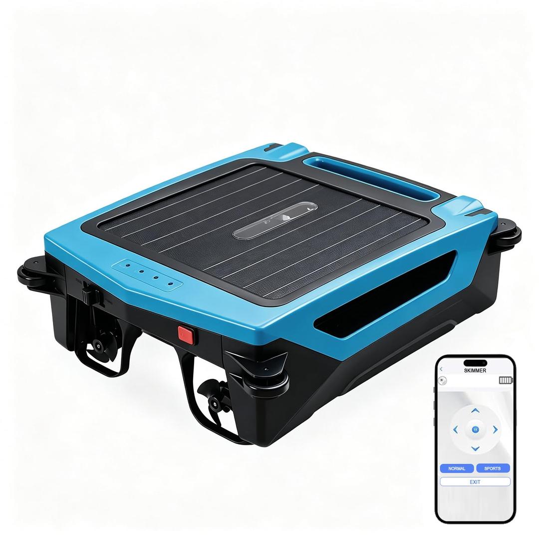 Sky Blue Solar Pool Skimmer Robot, APP Control 24/7 Auto Cleaner