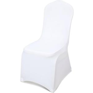LEBENGURU Premium Spandex Chair Cover, Upgraded White Super Stretch Chair Slipcover Protector with Elastic Leg Pocket for Party, Wedding, Event, Banquet Decoration (White, 50 PCS)