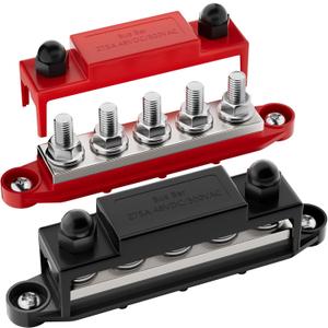 275A Power Distribution Block 12V Bus Bar 5 x 3/8" (M10) Terminal Studs 12 Volt Marine Busbar Positive and Ground for Automotive Car Boat Solar System 275A Power Distribution Block 12V Bus Bar 5 x 3/8" (M10) Terminal Studs 12 Volt Marine Busbar Positive and Ground for Automotive Car Boat Solar System
