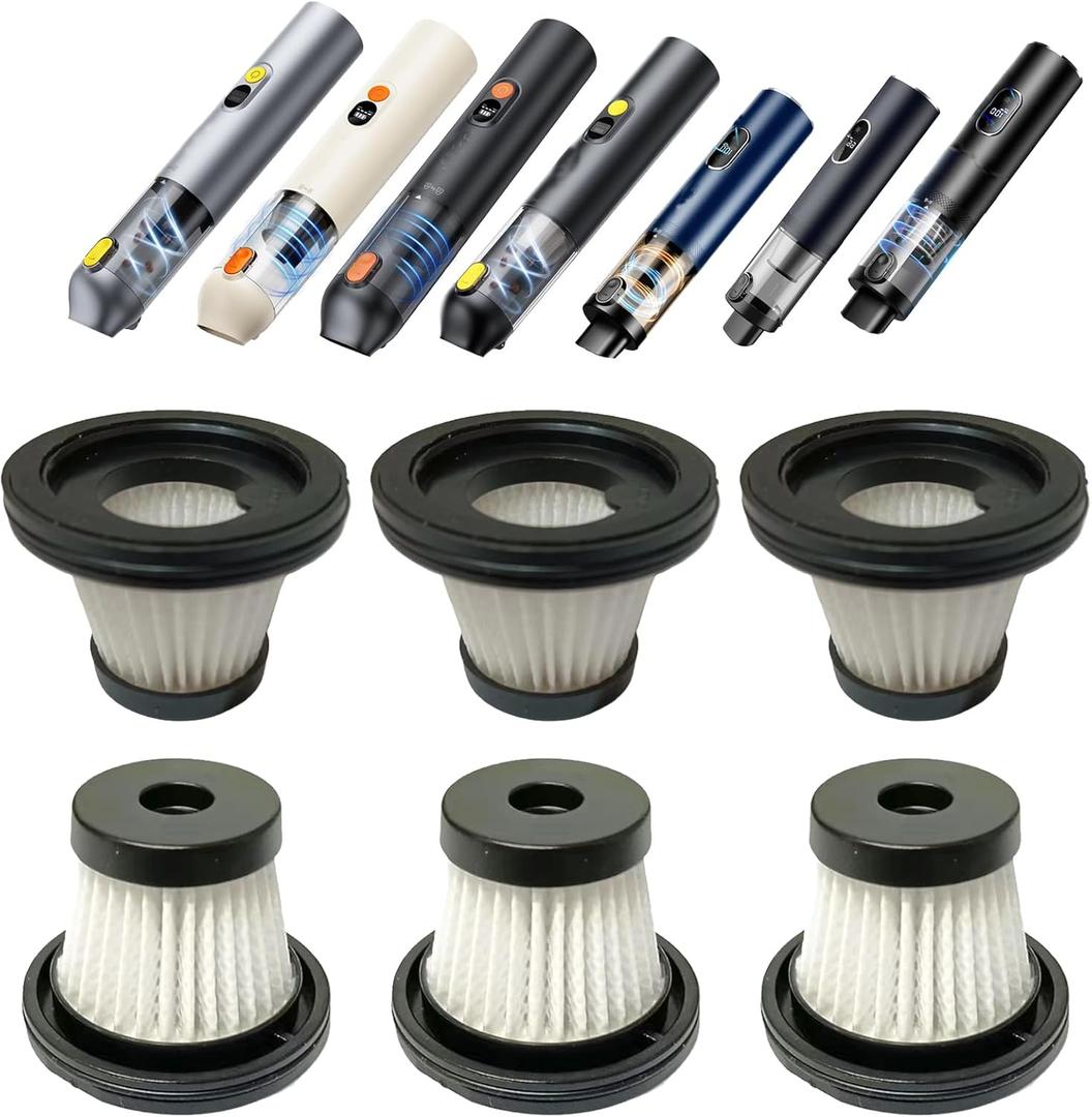 6 pack Hepa Filter Replacement Compatible with Upbooz VC012, AUXITO VC030, OXILAM VC030,VINBYEE, DEDC Car Vacuum, Washable Hepa Filters Works with Upbooz Handheld Vacuum.