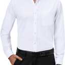 Alimens & Gentle Mens Dress Shirts 4-Way Stretch Long Sleeve Collared Casual Solid Wedding Dating Button Down Shirt XL