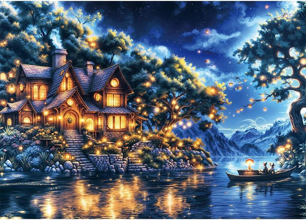 1000 Piece Cool Puzzles for Adults - A Challenging, Difficult Puzzle - Fantasy Fairy Tale Art Puzzles - Magic Flash Puzzle Under Light - Finished Size is 19.7 x 27.5