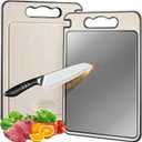 Titanium Cutting Board Double Sided for Kitchen,Knife Sharpener & Garlic Grater Wheat Straw + PP with Juice Groove Large Chopping Board1510In Kitchen Necessities for Home