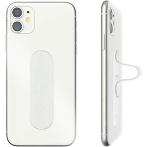 Momostick Flatstick, Cell Phone Finger Grip Strap Holder for Hand, Cell Phone Stand, New Slim Finger Loop Selfie Grip Compatible with Most Smartphones - Glitter White