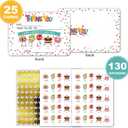 Gooji Kid’s Thank You Cards, 25 Pc. Postcards Set, Double-Sided Custom Cardstock with Fill in the Blank Messages for Birthday Party, Event, or Holiday Use, Stickers Included (Party Treats)