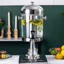 2 Gal Single Beverage Dispenser, Hot Cold Drink Dispenser with Ice Container and Stainless Steel Drip Trays for Parties Buffet Catering Cold Drinks and Beer