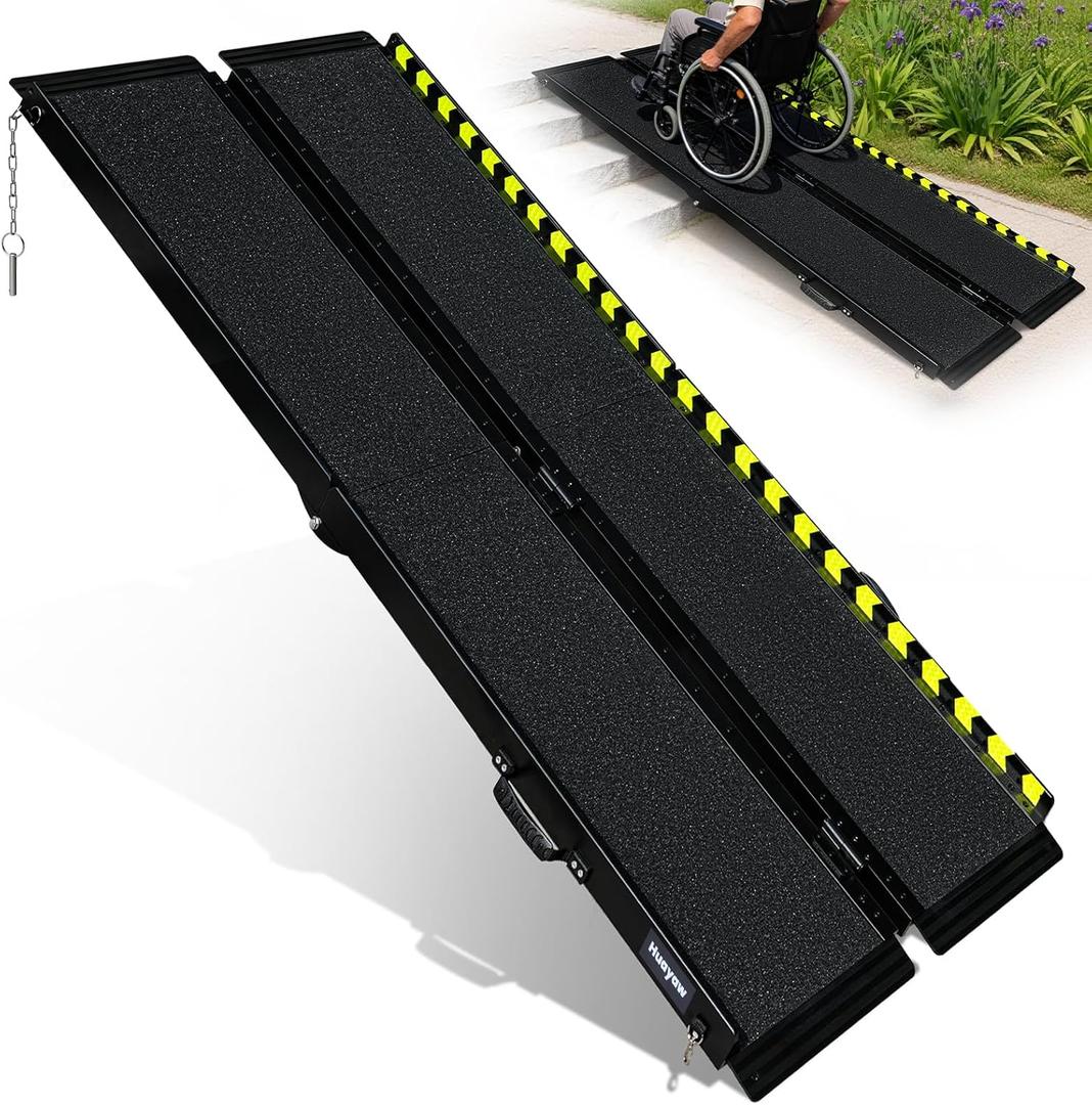 6FT Portable Wheelchair Ramp Folding Aluminum Ramp for Home Doorways