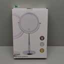 8”Large Makeup Mirror with Lights,1X/10X Rechargeable True Height Adjustable HD Magnifying Mirror with 3 Color Dimmable Lights,360° Rotation Double Sided Vanity Makeup Mirror,Gift for Women (Silver)