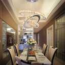 LED Chandeliers Modern Crystal 3 Rings Ceiling Lighting Fixture Adjustable Stainless Steel Pendant Light for Bedroom Living Room Dining Room(Warm White)