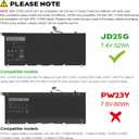 JD25G 90V7W 0N7T6 P54G 5K9CP JHXPY Laptop Battery Replacement for Dell XPS 13 XPS 13 9350 9343 XPS13 13D XPS13D 13-9343 13-9350 13D-9343 13D-9343-1708, 090V7W 0DRRP 0RWT1R RWT1R JHXPY53 05K9CP