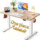 FEZIBO One-Piece Standing Desk, 48"x24" Seamless Tabletop Electric Height Adjustable for Home Office, Study Rooms & Multi-Device Workstations, Maple