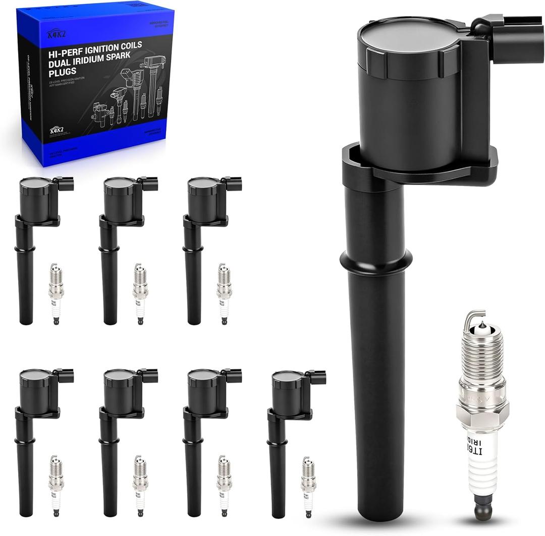 DG512 Ignition Coil & SP493 Double Iridium Spark Plugs for Lincoln Navigator/Blackwood/Mark VIII/Aviator, Ford Mustang/GT, Avanti, Mercury Marauder, Panoz Espe Replace# DG492 DG543 DG543 UF191