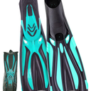 Adult Snorkel Fins - Men & Women's Long Scuba Diving Fins for Travel & Snorkeling, Size 9-9.5
